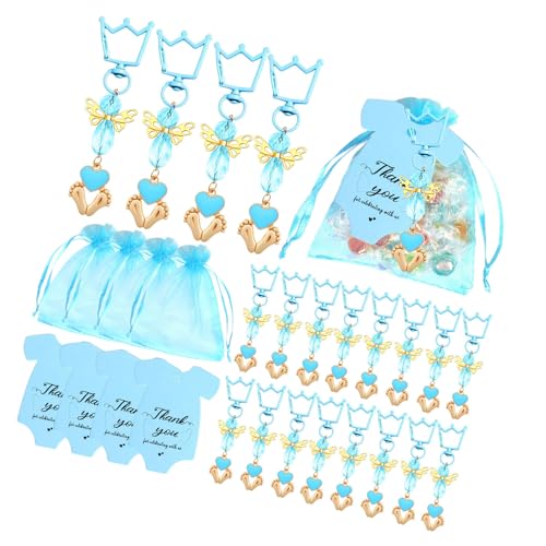 our fave 20 Stück Kronen Kristall-Schlüsselanhänger und Dankeskarten Organzas-Taschen Babyparty-Zubehör Hochzeit Souvenir von our fave