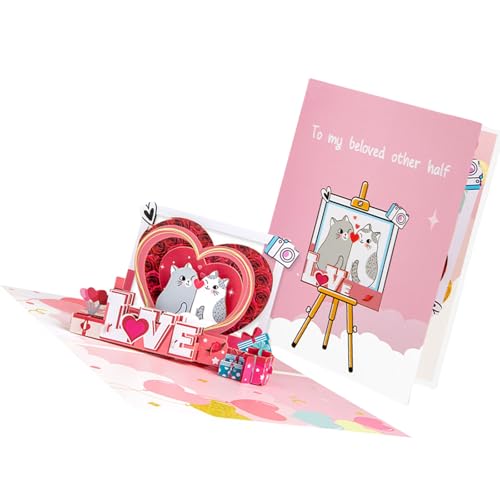our fave 3D Popup Bilderrahmen Tierkarte Handgemachte Grußkarte mit Umschlag zum Valentinstag Jahrestag für Frau von our fave