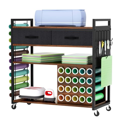 ousamili Organizer und Aufbewahrung, Basteltisch, kompatibel mit Cricut-Maschinen, multifunktional, groß, stabiler Aufbewahrungswagen mit Vinyl-Rollenhalter, fantastische Aufbewahrung für ousamili Organizer und Aufbewahrung, Basteltisch, kompatibel mit Cricut-Maschinen, multifunktional, groß, stabiler Aufbewahrungswagen mit Vinyl-Rollenhalter, fantastische Aufbewahrung für von ousamili