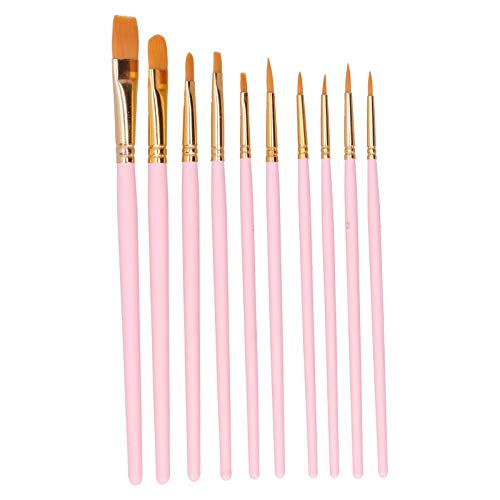 10pcs Paintbrush Holzstange Nylon Wolle Gouache Aquarell Malerei Malt Kit Set Anfänger (101R -10 Mattpulver Multi -Head) von outdoorm
