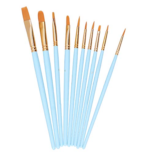 10pcs Paintbrush Holzstange Nylon Wolle Gouache Aquarell Malerei Malt Kit Set Anfänger (101b -10 Sky Blue Poly) von outdoorm