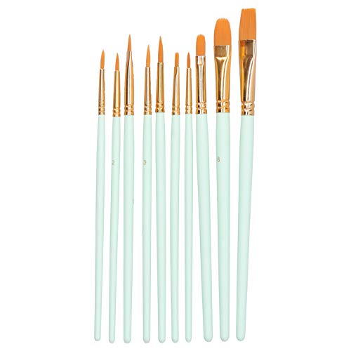10pcs Paintbrush Holzstange Nylon Wolle Gouache Aquarell Malerei Malt Kit Set Anfänger (101g - 10 Minzgrünble) von outdoorm