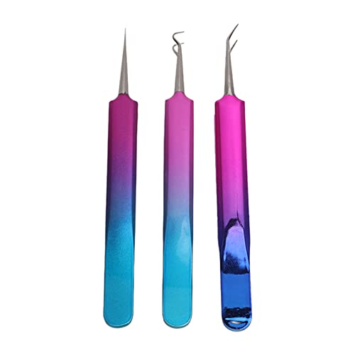 3pcs Blackhead Remover -Werkzeuge mit Edelstahl Gerade Kopf gebogener Kopf Neigungsspitze Pinzetten Clips Pickel Popper Tool Kit von outdoorm