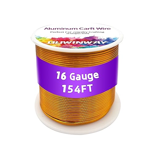 16 Gauge goldener Aluminium-Basteldraht, 4,5 m, für Schmuckherstellung, Edelstein-Metallwicklung, Modellierung, Anker, Schmuckherstellung, Perlen, Blumen, weich, DIY, Metall, Bastelarbeiten von ouwinway