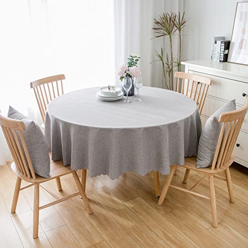 Baumwolle Und Leinen Einfarbig Tischdecke Runde Fleckabweisende Esstisch Outdoor Tischdecken,120cm,grau von oxiang