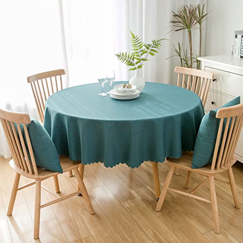 Baumwolle Und Leinen Einfarbig Tischdecke Runde Fleckabweisende Esstisch Outdoor Tischdecken,160cm,grün von oxiang