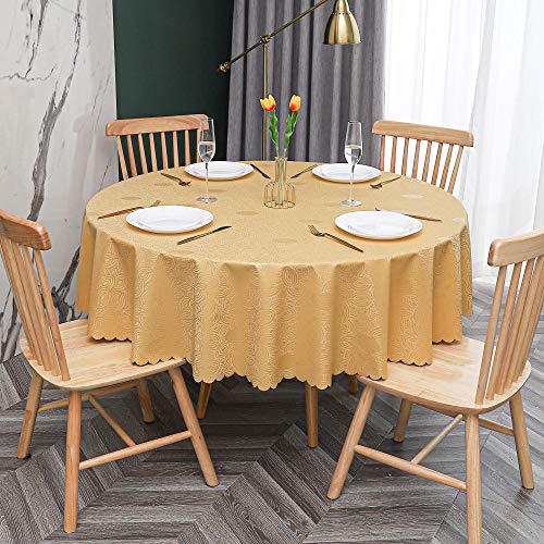 PVC Tischdecke Runde Fleckabweisende Und Wasserdichter Esstisch Outdoor PVC Tischdecken Goldene Blätter-120cm PVC Tischdecke Runde Fleckabweisende Und Wasserdichter Esstisch Outdoor PVC Tischdecken Goldene Blätter-120cm von oxiang