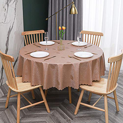 PVC Tischdecke Runde Fleckabweisende Und Wasserdichter Esstisch Outdoor PVC Tischdecken Verlässt Braun-140cm PVC Tischdecke Runde Fleckabweisende Und Wasserdichter Esstisch Outdoor PVC Tischdecken Verlässt Braun-140cm von oxiang