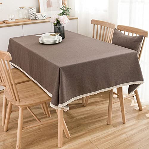 Tischdecke Rechteckige Baumwolle Leinen Einfarbig Esstisch Outdoor Tischdecken,100 X 160cm,braun von oxiang