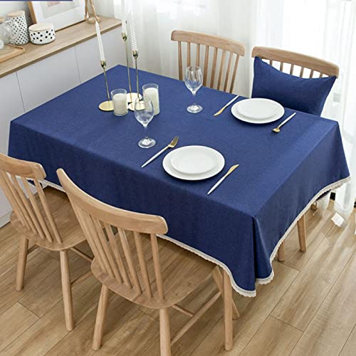 Tischdecke Rechteckige Baumwolle Leinen Einfarbig Esstisch Outdoor Tischdecken,120 X 180cm,blau von oxiang