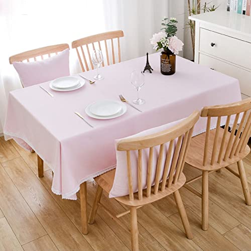 Tischdecke Rechteckige Baumwolle Leinen Einfarbig Esstisch Outdoor Tischdecken,140 X 180cm,rosa von oxiang