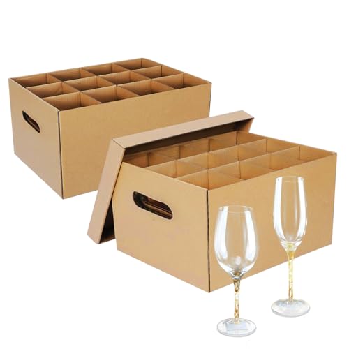 oyhqes Weinglas- und Geschirr-Umzugskartons mit Griffen und Deckeln, Küchenaufbewahrungsset für Gläser und Geschirr, Braun, 38,1 x 30,5 x 25,4 cm, 2 Stück oyhqes Weinglas- und Geschirr-Umzugskartons mit Griffen und Deckeln, Küchenaufbewahrungsset für Gläser und Geschirr, Braun, 38,1 x 30,5 x 25,4 cm, 2 Stück von oyhqes