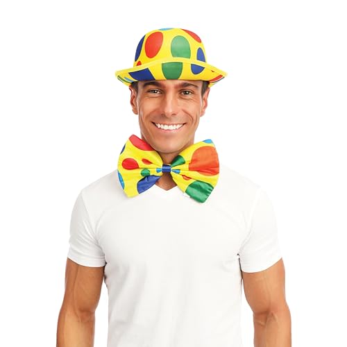 P' CLOWN - 28061 – Hut Melone gelb gepunktet bunt – Zubehör Clown – perfekt für Karneval, Cosplay, Kostümpartys, Shows – Polyester P' CLOWN - 28061 – Hut Melone gelb gepunktet bunt – Zubehör Clown – perfekt für Karneval, Cosplay, Kostümpartys, Shows – Polyester von p'tit clown