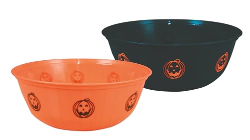 P'TIT CLOWN - 95541 - Halloween-Salatschale - Durchmesser 29 cm - Farbe beliebig (Orange oder Schwarz) - Perfekt zum Sammeln von Süßigkeiten und Dekorieren von gruseligen Mottopartys. von p'tit clown