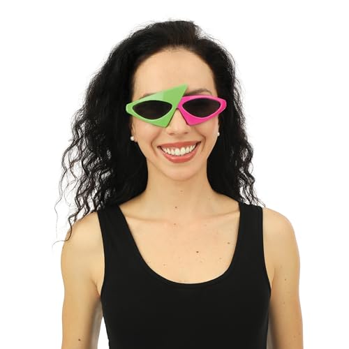 P'TIT CLOWN Fantasie-Brille – Lustige Partybrille – Erwachsene – Perfekt für Kostüm, Karneval, Cosplay, Cocktailabend, tropische Party – Kunststoff (Brillen 80er Jahre) von p'tit clown