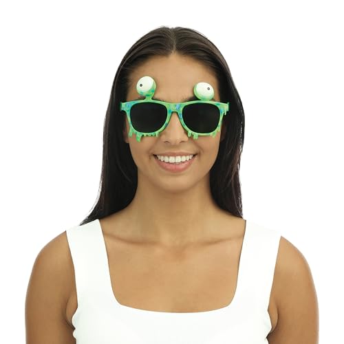 P'TIT CLOWN Fantasie-Brille – Lustige Partybrille – Erwachsene – Perfekt für Kostüm, Karneval, Cosplay, Cocktailabend, tropische Party – Kunststoff (Grüne Monsterbrille) von p'tit clown