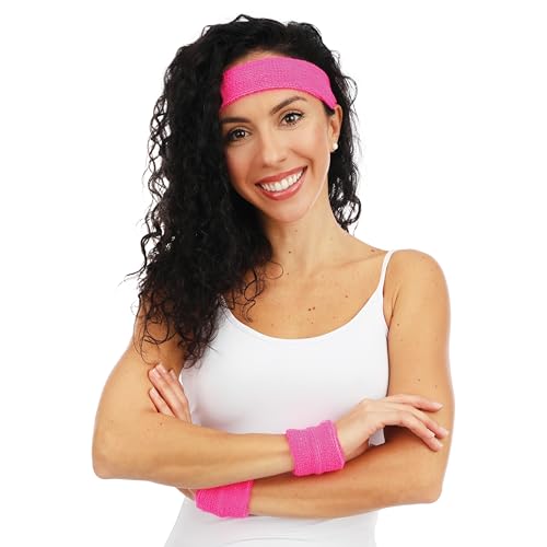 P' Clown - Set Stirnband und Manschetten aus Frottee – für Erwachsene – Zubehör für Neon-Kostüm, Karneval, Kostümpartys, Retro-Thema, Tanz der 80er Jahre (Neonrosa) P' Clown - Set Stirnband und Manschetten aus Frottee – für Erwachsene – Zubehör für Neon-Kostüm, Karneval, Kostümpartys, Retro-Thema, Tanz der 80er Jahre (Neonrosa) von p'tit clown