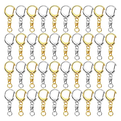 pQirnvIL 100-Teilige D-Haken-SchlüSselanhäNger-Hardware mit Sprungringen, Metall-Split-SchlüSselring-Clips mit Kette zum Basteln Von Charms zum Selbermachen pQirnvIL 100-Teilige D-Haken-SchlüSselanhäNger-Hardware mit Sprungringen, Metall-Split-SchlüSselring-Clips mit Kette zum Basteln Von Charms zum Selbermachen von pQirnvIL