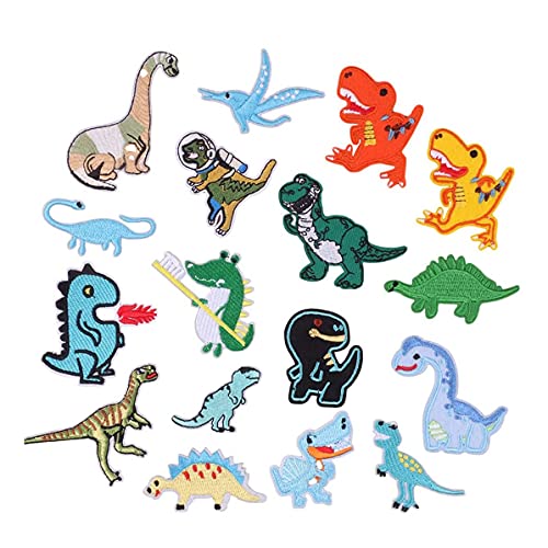 pQirnvIL 17 STÜCKE Dinosaurier BüGel Flicken Gestickte NäHen AufnäHer AufnäHen Applikation Dekorativ für Jacken T-Shirt Jeans Kleidung von pQirnvIL