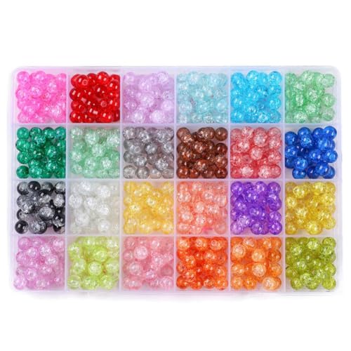 pQirnvIL 480 Stück Crackle-Glasperlen, 8 Mm, Kristallperlen, Armbandperlen, Edelstein-Kugelperlen, Lose Distanzperlen pQirnvIL 480 Stück Crackle-Glasperlen, 8 Mm, Kristallperlen, Armbandperlen, Edelstein-Kugelperlen, Lose Distanzperlen von pQirnvIL