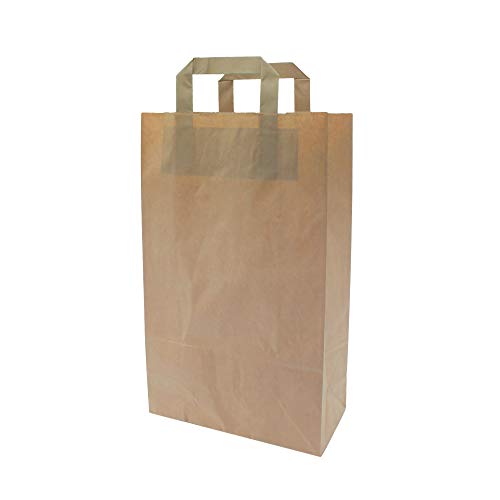 pack2go 250 Premium Bio Papiertragetaschen mit Henkel Papiertüten Tüten Einkaufstaschen Tragetaschen Einkaufstüten Kreuzbodenbeutel Kraftpapiertüte braun 22 + 11 x 36 cm von pack2go
