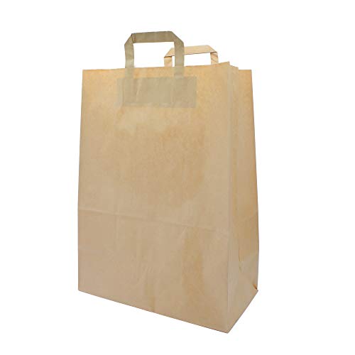 pack2go 250 Premium Bio Papiertragetaschen mit Henkel Papiertüten Tüten Einkaufstaschen Tragetaschen Einkaufstüten Kreuzbodenbeutel Kraftpapiertüte braun 32 + 17 x 44 cm von pack2go