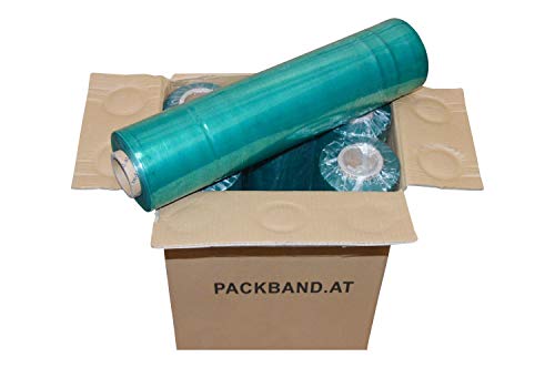 Verpackungsfolie - 6 Rollen Stretchfolie 23my - je 300 Meter Türkis von packband.at