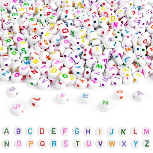 Buchstabenperlen, A-Z Buchstaben Perlen 7 mm Alphabet Perlen Set, Acryl Rund Buchstabenperlen für Armbänder Halsketten Schmuck DIY Herstellung, 600 Stk, Bunt Buchstabenperlen, A-Z Buchstaben Perlen 7 mm Alphabet Perlen Set, Acryl Rund Buchstabenperlen für Armbänder Halsketten Schmuck DIY Herstellung, 600 Stk, Bunt von packra
