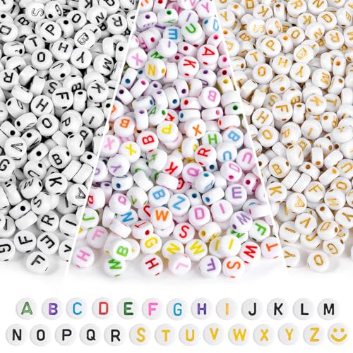 Buchstabenperlen, A-Z Buchstaben Perlen 7 mm Alphabet Perlen Set, Acryl Rund Buchstabenperlen für Armbänder Halsketten Schmuck DIY Herstellung, 600 Stk, Schwarz Golden Bunt Buchstabenperlen, A-Z Buchstaben Perlen 7 mm Alphabet Perlen Set, Acryl Rund Buchstabenperlen für Armbänder Halsketten Schmuck DIY Herstellung, 600 Stk, Schwarz Golden Bunt von packra