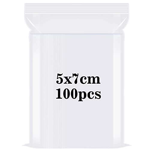Druckverschlussbeutel, Zip Beutel Verschlussbeutel Set 100 Stück 5x7cm, Durchsichtige Druckverschlussbeutel Klein, Wiederverschließbare Plastikbeutel, Kunststoffbeutel Polybeutel, Multi Size von packra