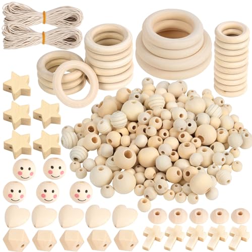 PACKRA Holzperlen Natur für Makramee, Holzkugeln mit loch, Runde Holzperlen zum auffädeln für DIY Dekorationen Schmuck (274 Stück) PACKRA Holzperlen Natur für Makramee, Holzkugeln mit loch, Runde Holzperlen zum auffädeln für DIY Dekorationen Schmuck (274 Stück) von packra