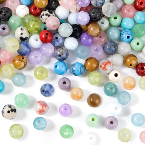 Perlen für Armbänder, 6mm Perlen zum Auffädeln Kristalle Perlen Set 100Stk, Perlen zum Basteln Selber Machen, Runde Edelsteine für Armbänder Ketten DIY Schmuck, Naturstein Mehrfarbig Perlen für Armbänder, 6mm Perlen zum Auffädeln Kristalle Perlen Set 100Stk, Perlen zum Basteln Selber Machen, Runde Edelsteine für Armbänder Ketten DIY Schmuck, Naturstein Mehrfarbig von packra