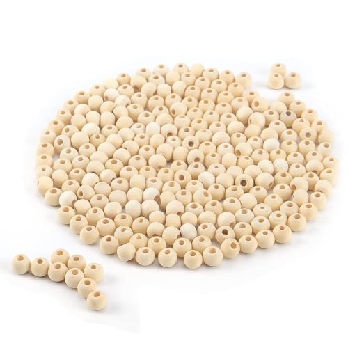 PACKRA Holzperlen Natur für Makramee, Holzkugeln mit loch, Runde Holzperlen zum auffädeln für DIY Dekorationen Schmuck (6MM-500PCS) von packra