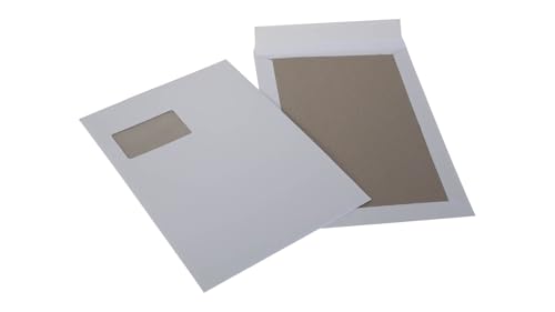 200x Versandtasche Papprückwandtasche 229 x 324 mm A4 Selbstklebestreifen 120g/qm Weiss Rückwand aus Pappe für starken Halt von packster