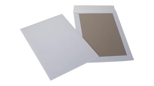 200x Versandtasche Papprückwandtasche 229 x 324 mm A4 Selbstklebestreifen 120g/qm Weiss Rückwand aus Pappe für starken Halt von packster