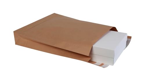 packster 200x E-Commerce-Mailer Versandtüte Versandbeutel 450 x 570 x 100 mm Selbstklebestreifen + Retourenstreifen 120g/qm Braun Faltentasche Versandtasche Umschlag von packster