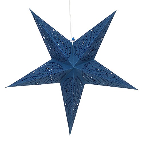 Papierstern Weihnachten mit E27 Lampenfassung pajoma Weihnachtsbeleuchtung Leuchtstern (Blau) von pajoma