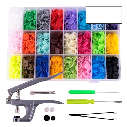 pajoma® Druckknopf Set 720-teilig | 24 Farben T5 Druckknöpfe + Zange (T3, T5, T8) | Inkl. Zubehör & Anleitung – Ideal für DIY, Kleidung, Taschen & Accessoires von pajoma