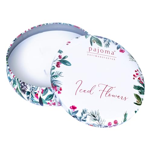 pajoma® Duftkerze in Dose "Iced Flower" Premium Qualität, Brenndauer: 16 Stunden | 2,5% Beduftung, Paraffinwachs | Geburtstage, Hochzeiten, Muttertag, Jahrestag von pajoma