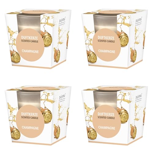 pajoma® Duftkerze 4er Set, Champagne - im satinierten Glas | 4x 120g Wachsgewicht, Brenndauer: 25 Stunden, in edler Geschenkverpackung | Premium Qualität pajoma® Duftkerze 4er Set, Champagne - im satinierten Glas | 4x 120g Wachsgewicht, Brenndauer: 25 Stunden, in edler Geschenkverpackung | Premium Qualität von pajoma