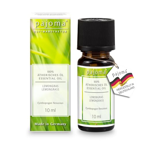 pajoma® Duftöl 10 ml, Lemongras | 100% Naturrein Ätherisches Öl für Aromatherapie, Duftlampe, Aroma Diffuser, Massage, Naturkosmetik | Premium Qualität von pajoma
