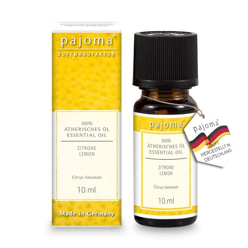pajoma® Duftöl 10 ml, Zitrone | 100% Naturrein Ätherisches Öl für Aromatherapie, Duftlampe, Aroma Diffuser, Massage, Naturkosmetik | Premium Qualität von pajoma