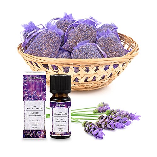 pajoma Lavendelset, 10x Duftsäckchen Lavendel plus 1x ätherisches Duftöl Lavendel, 10 ml, 100% naturrein von pajoma