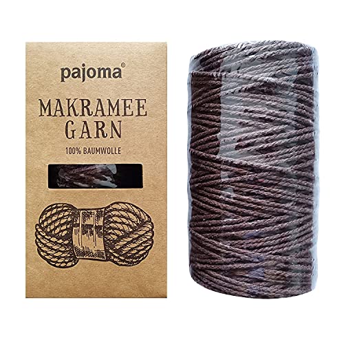 pajoma Makramee Garn 200m x 3mm, Baumwollkordel, Baumwollseil, 100% Baumwollgarn für DIY Handwerk (Karamell) von pajoma