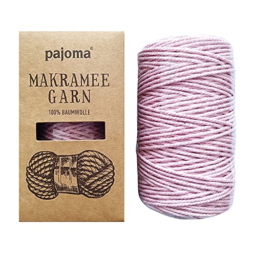 pajoma Makramee Garn 200m x 3mm, Baumwollkordel, Baumwollseil, 100% Baumwollgarn für DIY Handwerk (Rosa) von pajoma
