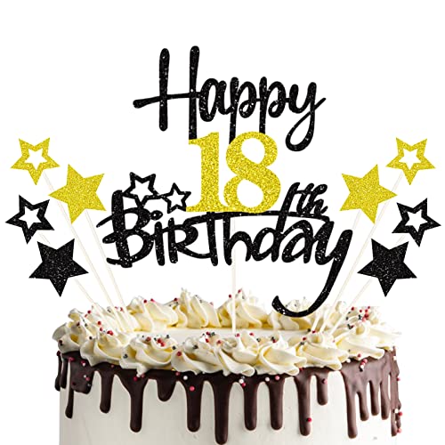 18 Geburtstag Tortendeko Happy 18 Birthday Cake Topper 18. Tortendeko 18th Kuchen Topper Glitzer Kuchendeko 18 Jahre Cupcake Toppers für Mädchen Junge 18 Geburtstag Party Dekoration von palasasa