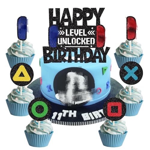 19 Stück Tortendeko Geburtstag Videospiel Torten Deko Gaming Dekoration Cupcake Kuchen Geburtstag Kuchen Deko Jungen Kinder Tortenaufleger für Kindergeburtstag Spiel Thema Party Dekoration von palasasa