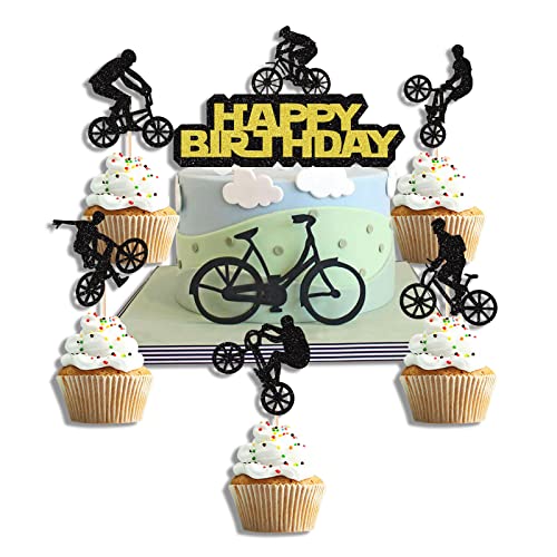 palasasa 26 Stück Tortendeko Fahrrad Cupcake Topper Fahrrad Glitter Fahrrad Kuchen Topper für Fahrrad Thema Party Dekoration Sport Party Dekoration Kuchendeko Geburtstag für Mann Junge von palasasa