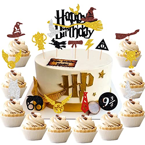 31 Stück Magical Tortendeko Glitter Magier Geburtstag kuchen deko Magical Wizard Happy Birthday Cake Topper Magic Theme Inspiriert Tortenaufleger für Mädchen Junge Party Dekoration von palasasa