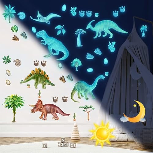 Leuchtende Dinosaurier Wandsticker Selbstklebend Dinosaurier Wandtattoo Kinderzimmer für Glühen im Dunkeln Aufkleber, Dino Leuchtsticker Wandtattoo für Junge Kinderzimmer Schlafzimmer Geschenke Blau Leuchtende Dinosaurier Wandsticker Selbstklebend Dinosaurier Wandtattoo Kinderzimmer für Glühen im Dunkeln Aufkleber, Dino Leuchtsticker Wandtattoo für Junge Kinderzimmer Schlafzimmer Geschenke Blau von palasasa